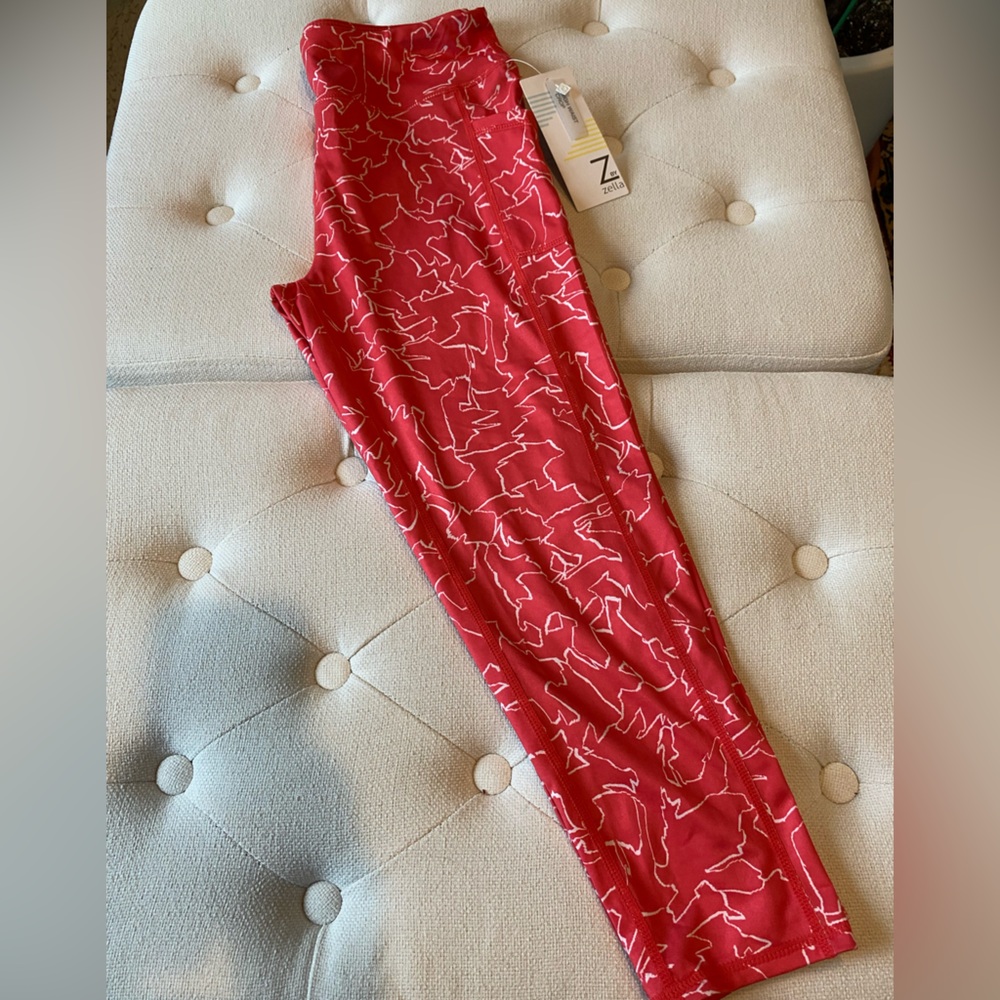 Zella Red Leggings with White Pattern